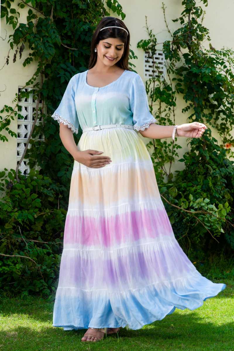 Prism Tie Dye Maternity And Nursing Dress