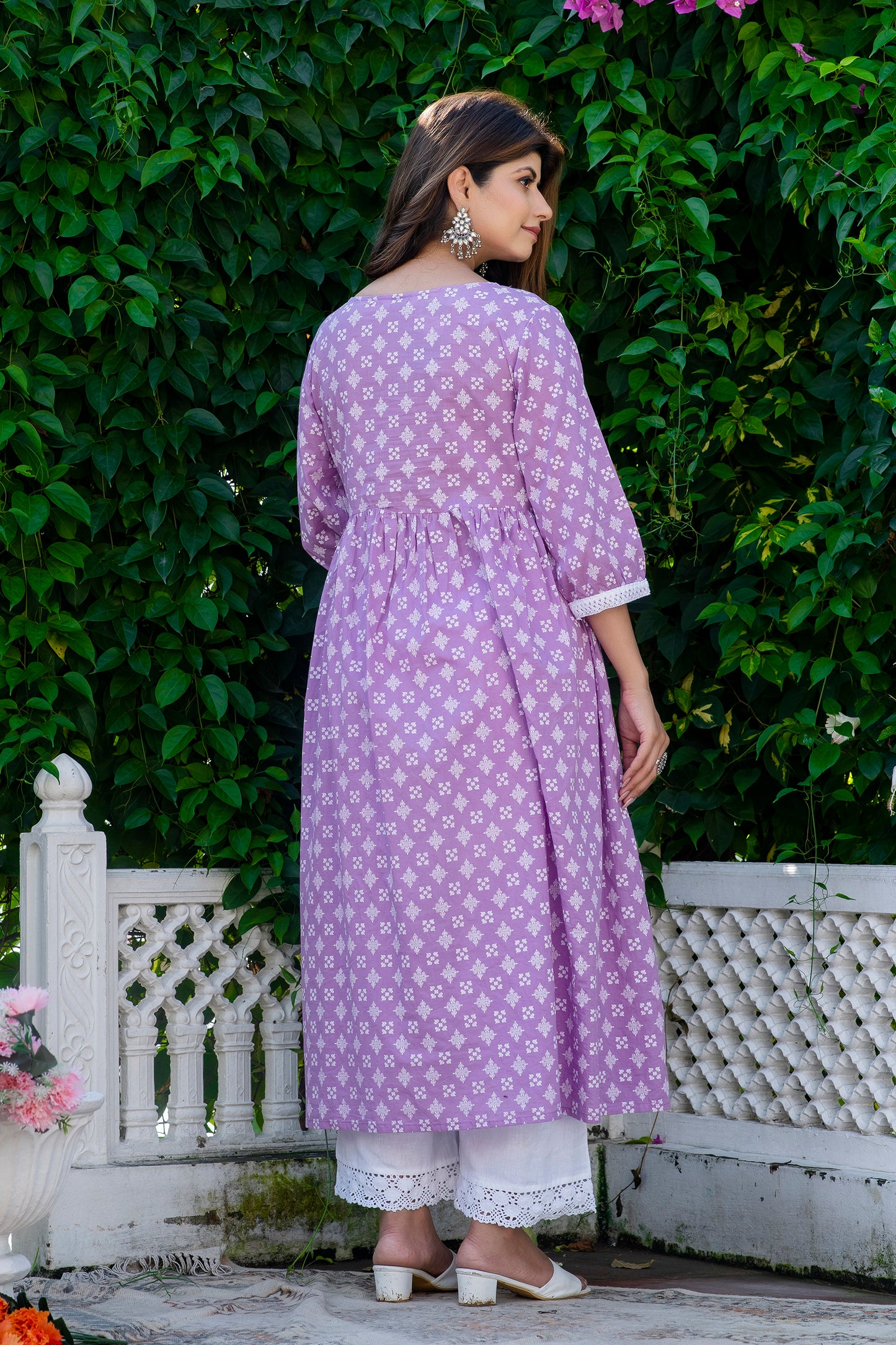 Purple Lace Maternity And Nursing Kurta