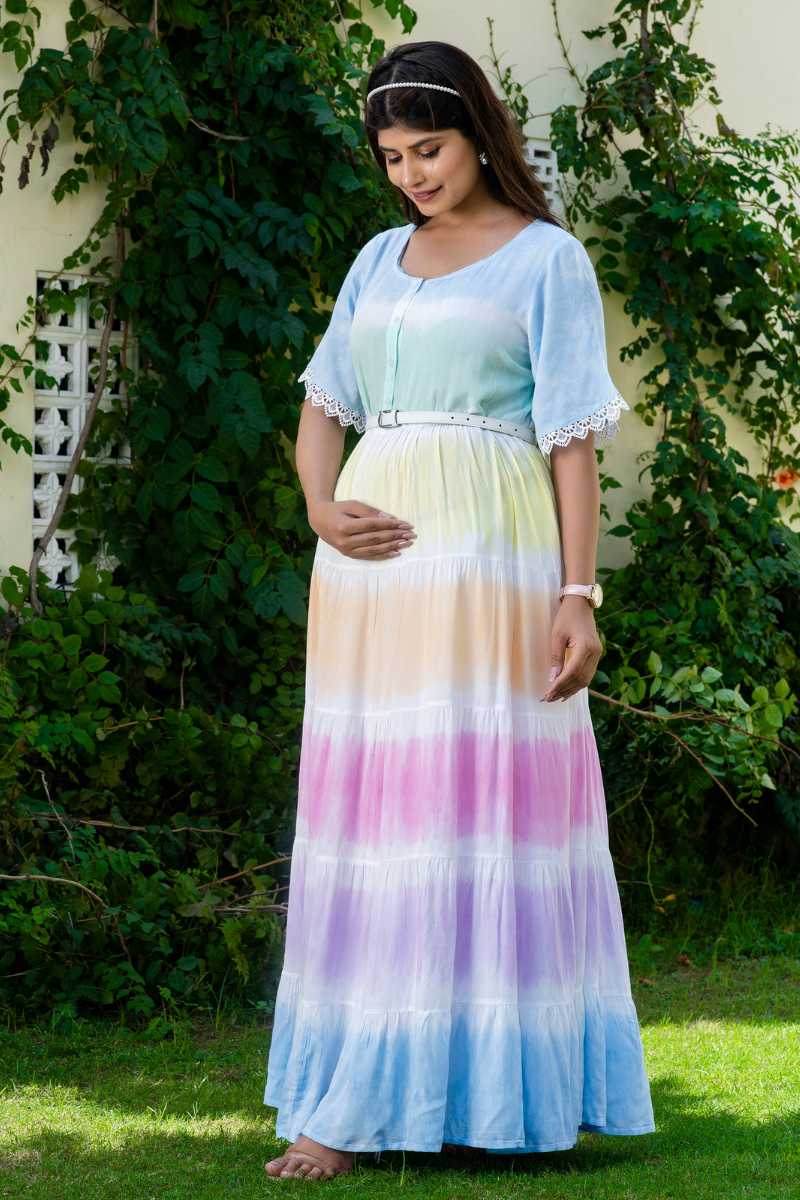 Prism Tie Dye Maternity And Nursing Dress