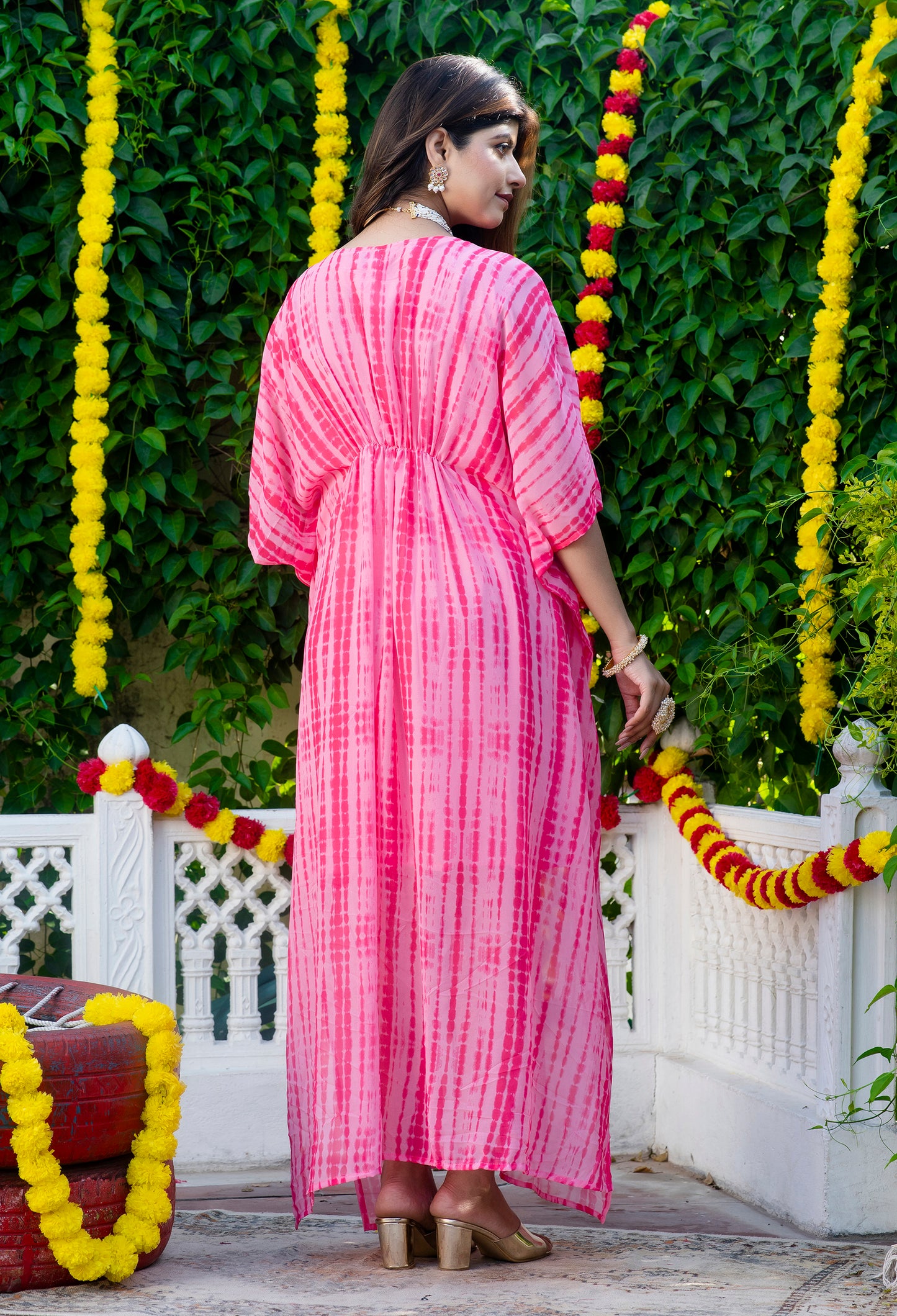 Pink Shibori Maternity Kaftan