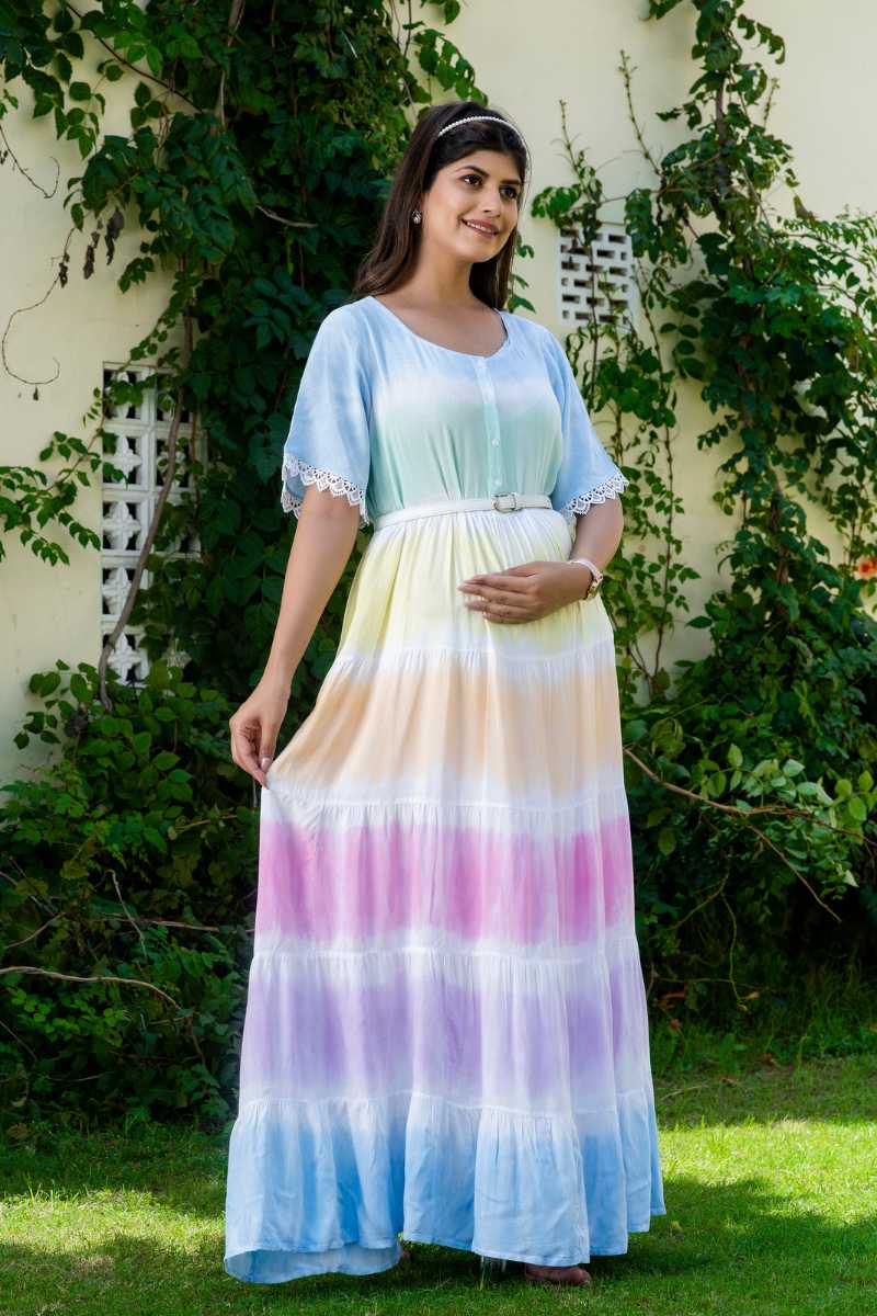 Prism Tie Dye Maternity And Nursing Dress