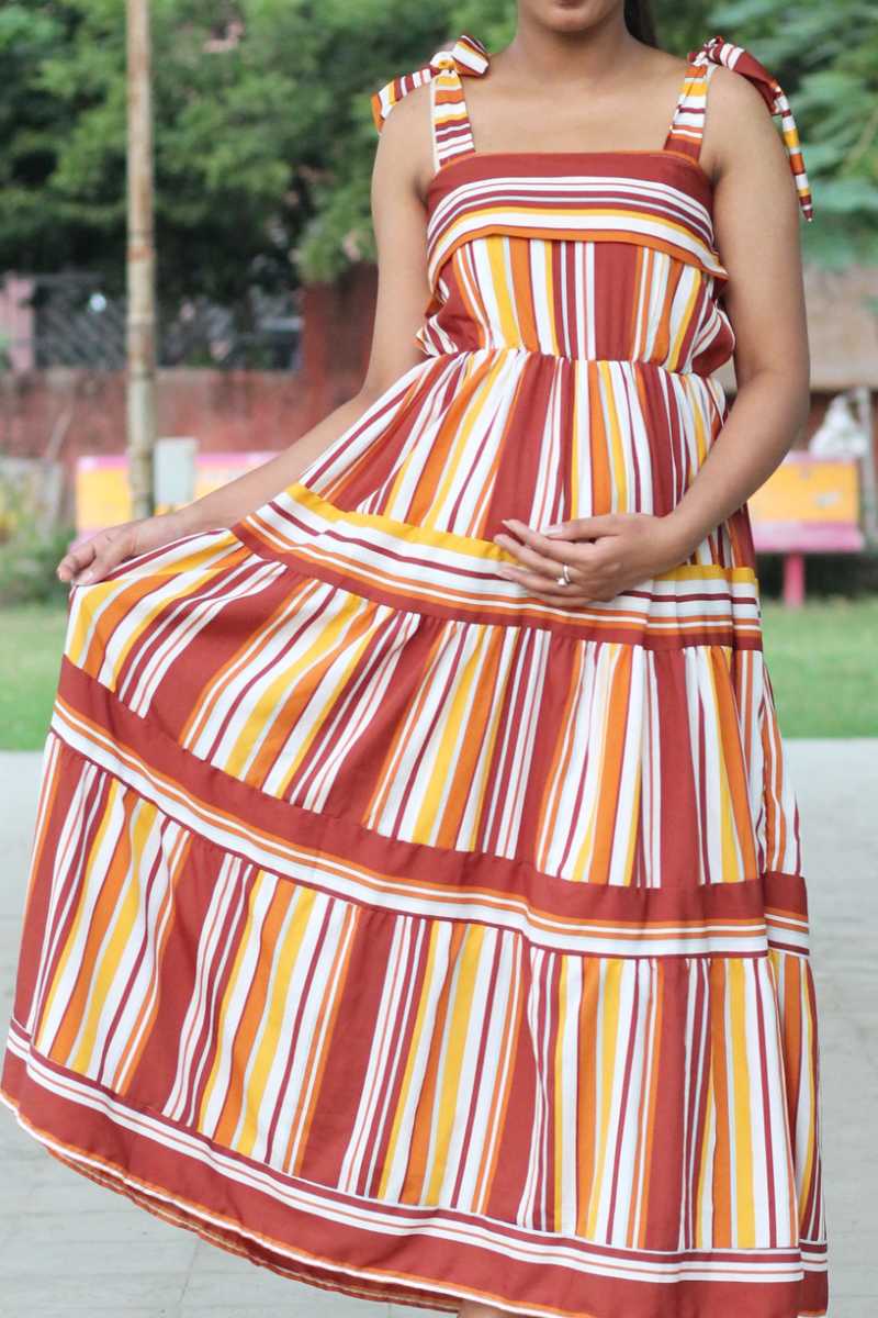 Carmel Mustard Brown Maternity and Nursing Dress