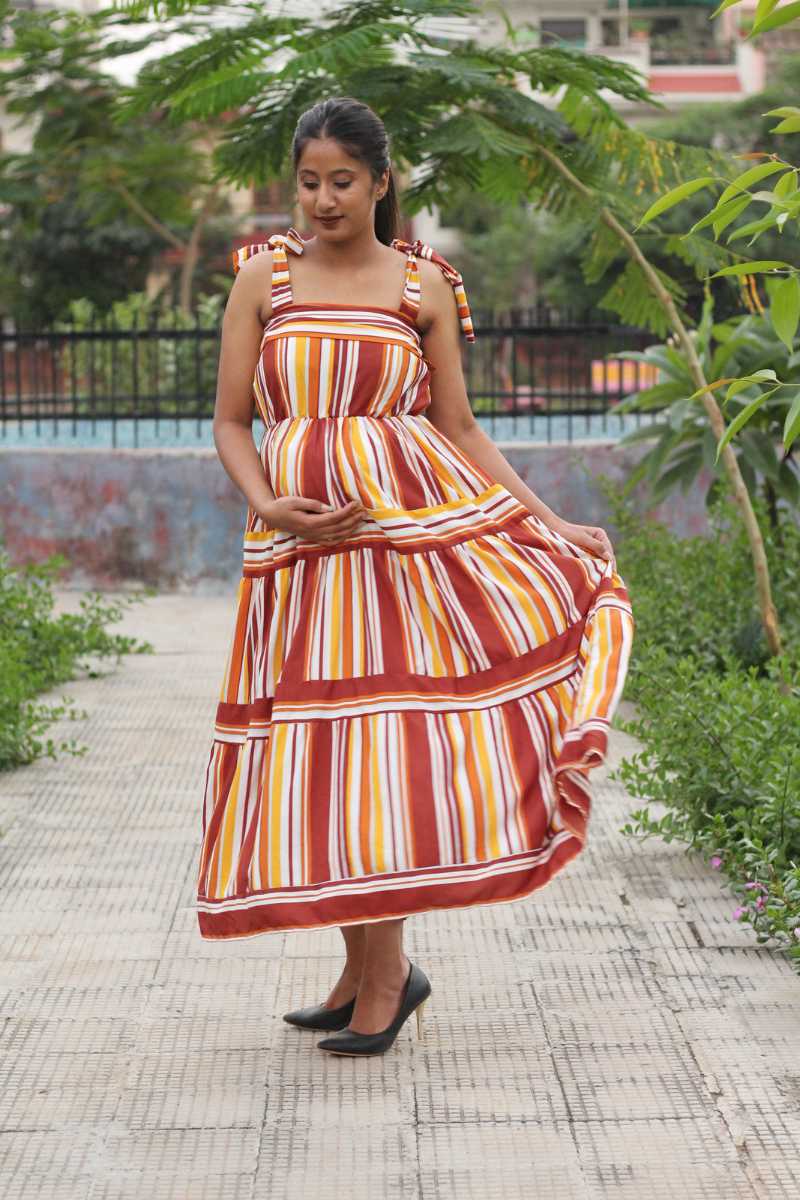 Carmel Mustard Brown Maternity and Nursing Dress