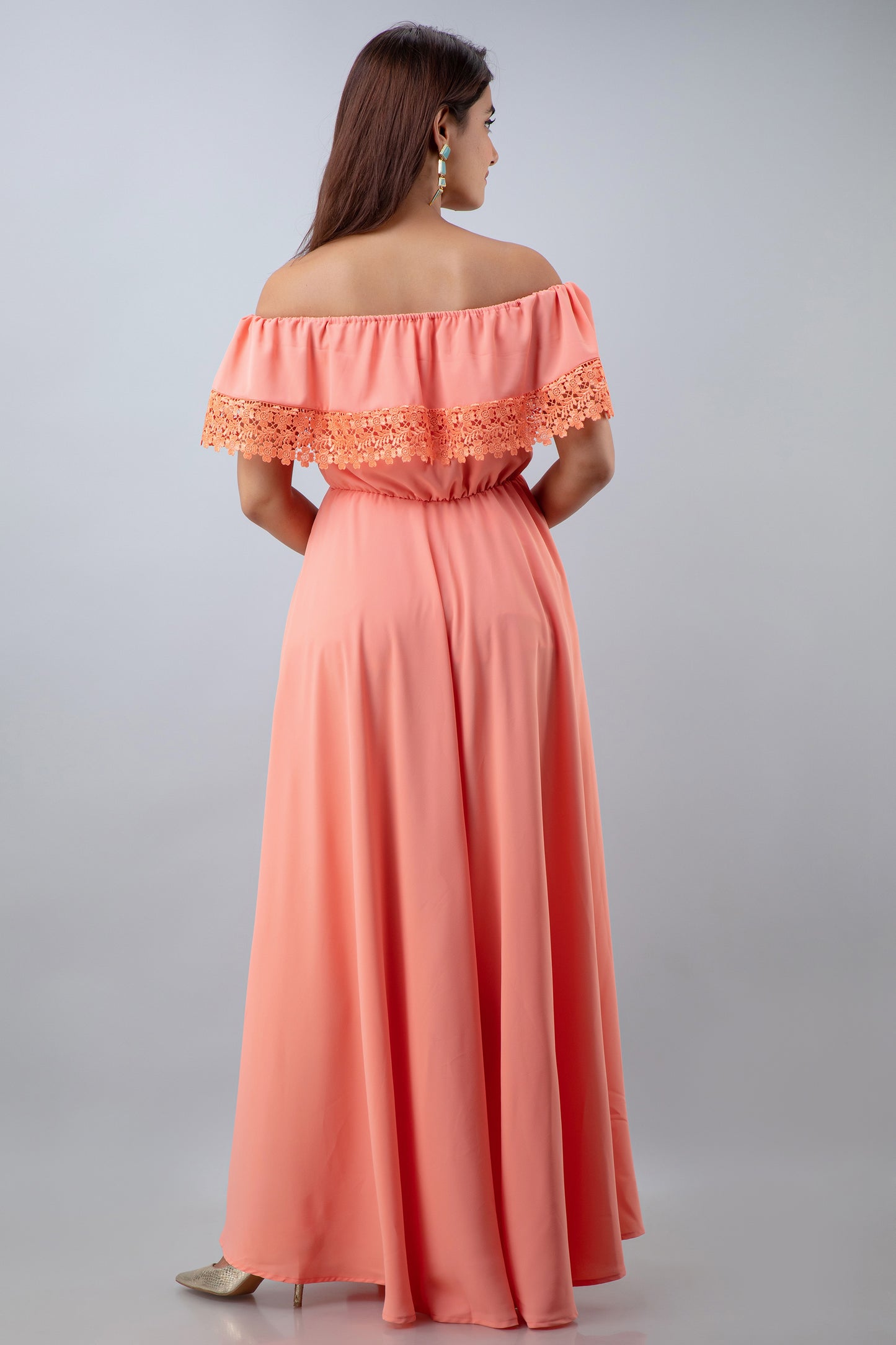Maternity And Nursing Peach Off Shoulder Dress