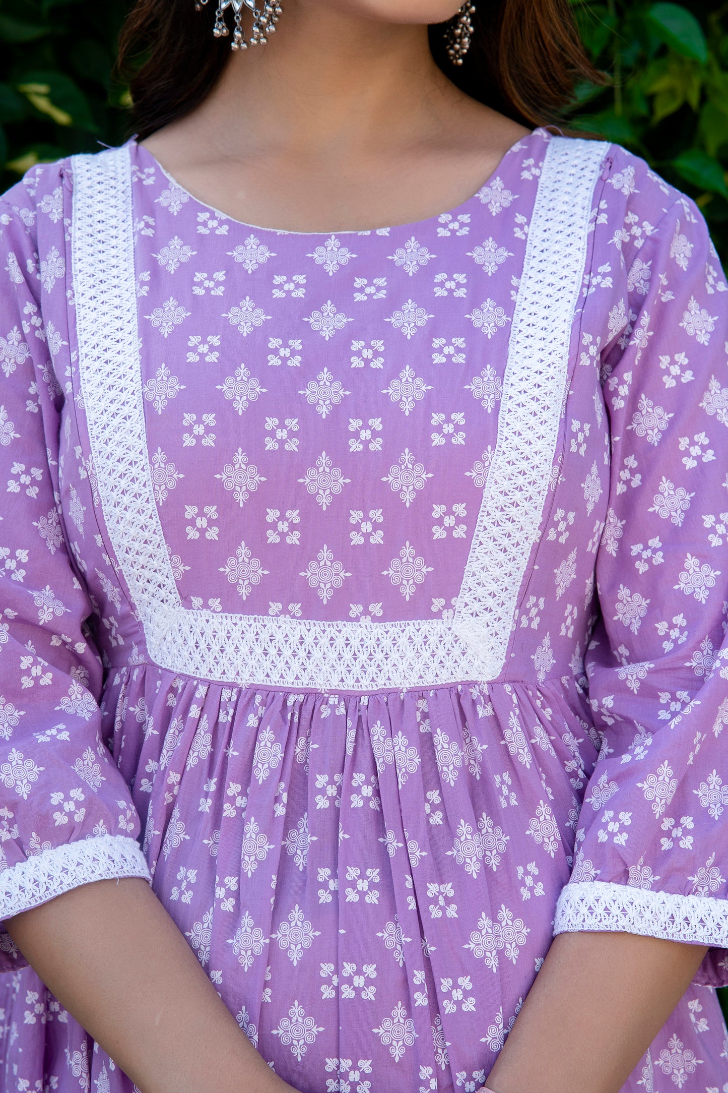 Purple Lace Maternity And Nursing Kurta