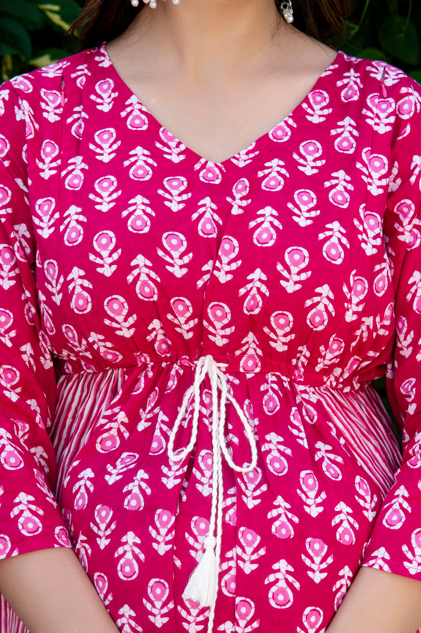 Maternity And Nursing Boota Pink Kurta
