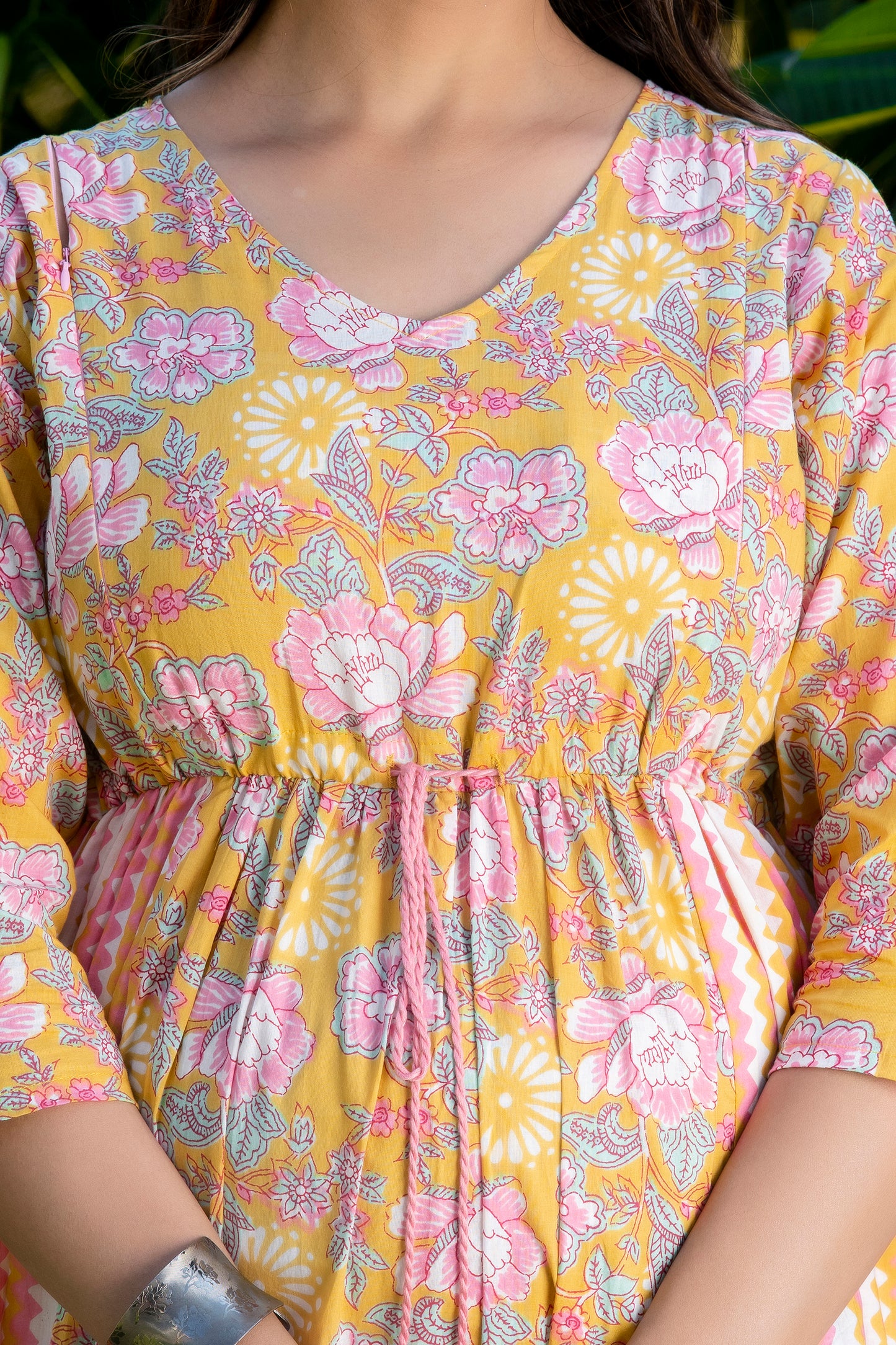 Mustard Pink Maternity And Nursing Kurta