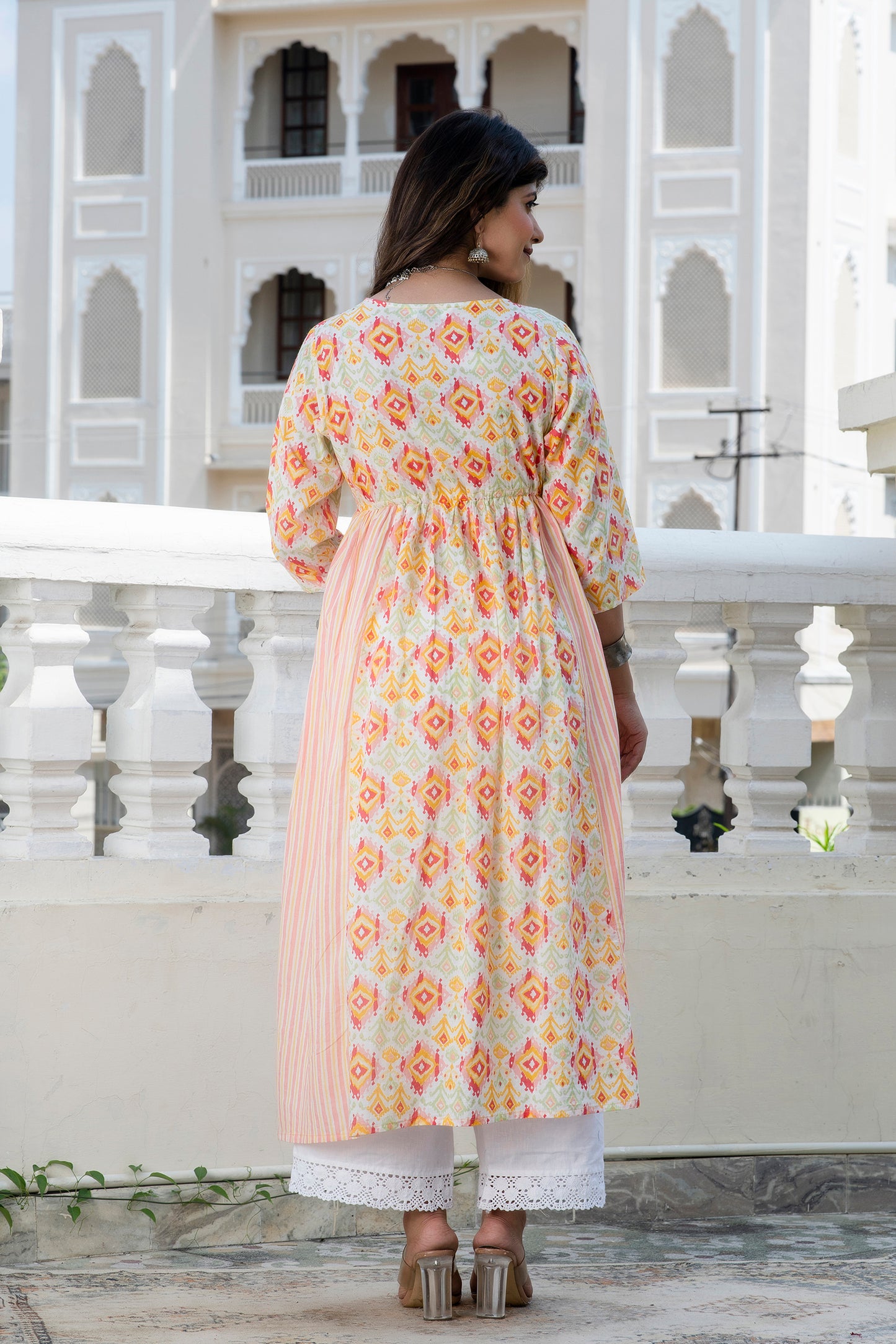 Peach Yellow Maternity And Nursing Kurta