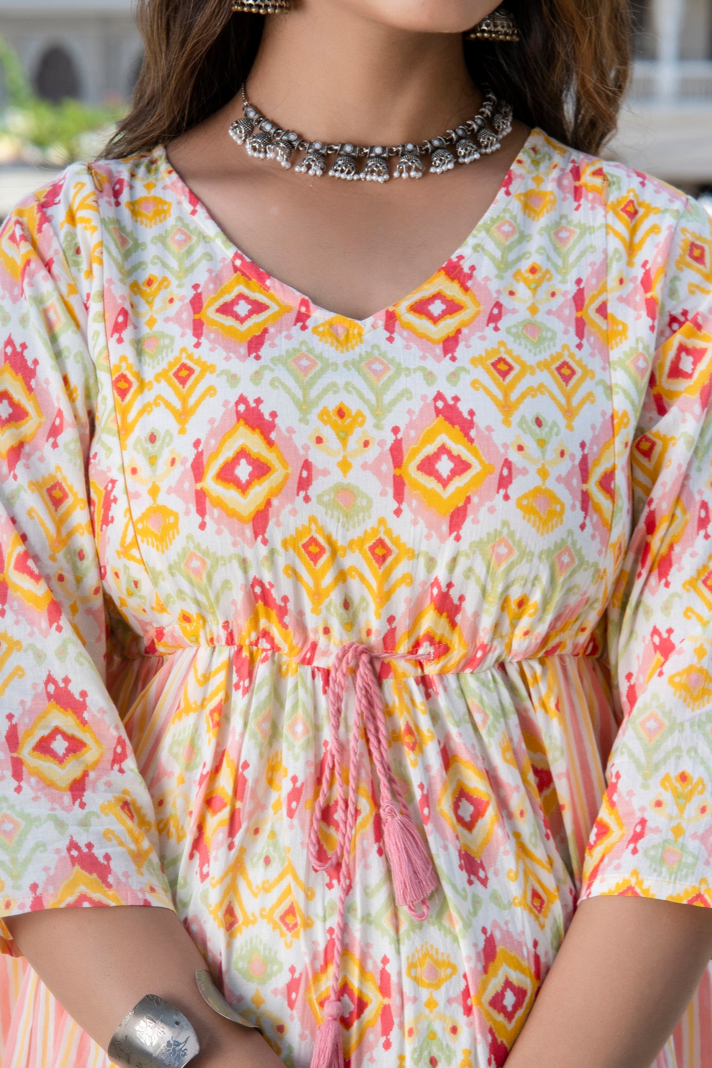 Peach Yellow Maternity And Nursing Kurta