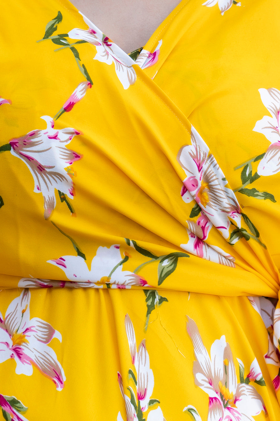 Yellow Lilly Maternity And Nursing Wrap Dress