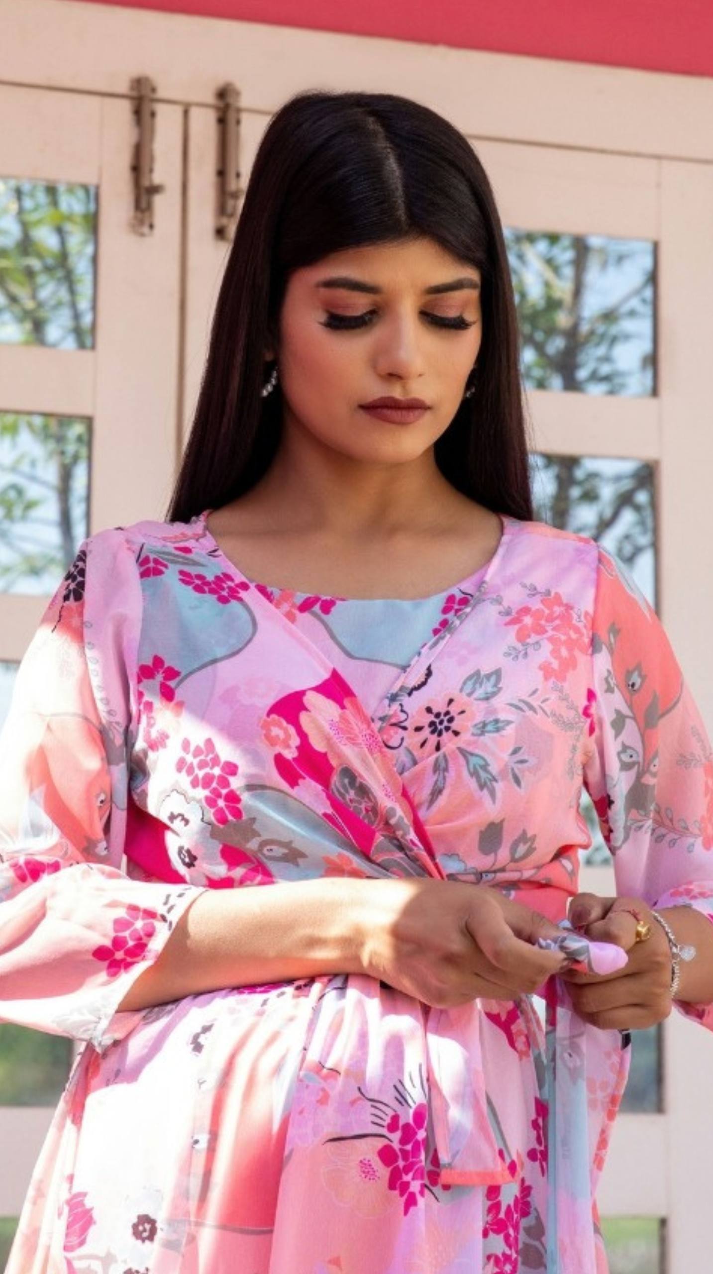 Maternity And Nursing Flamingo Wrap Dress