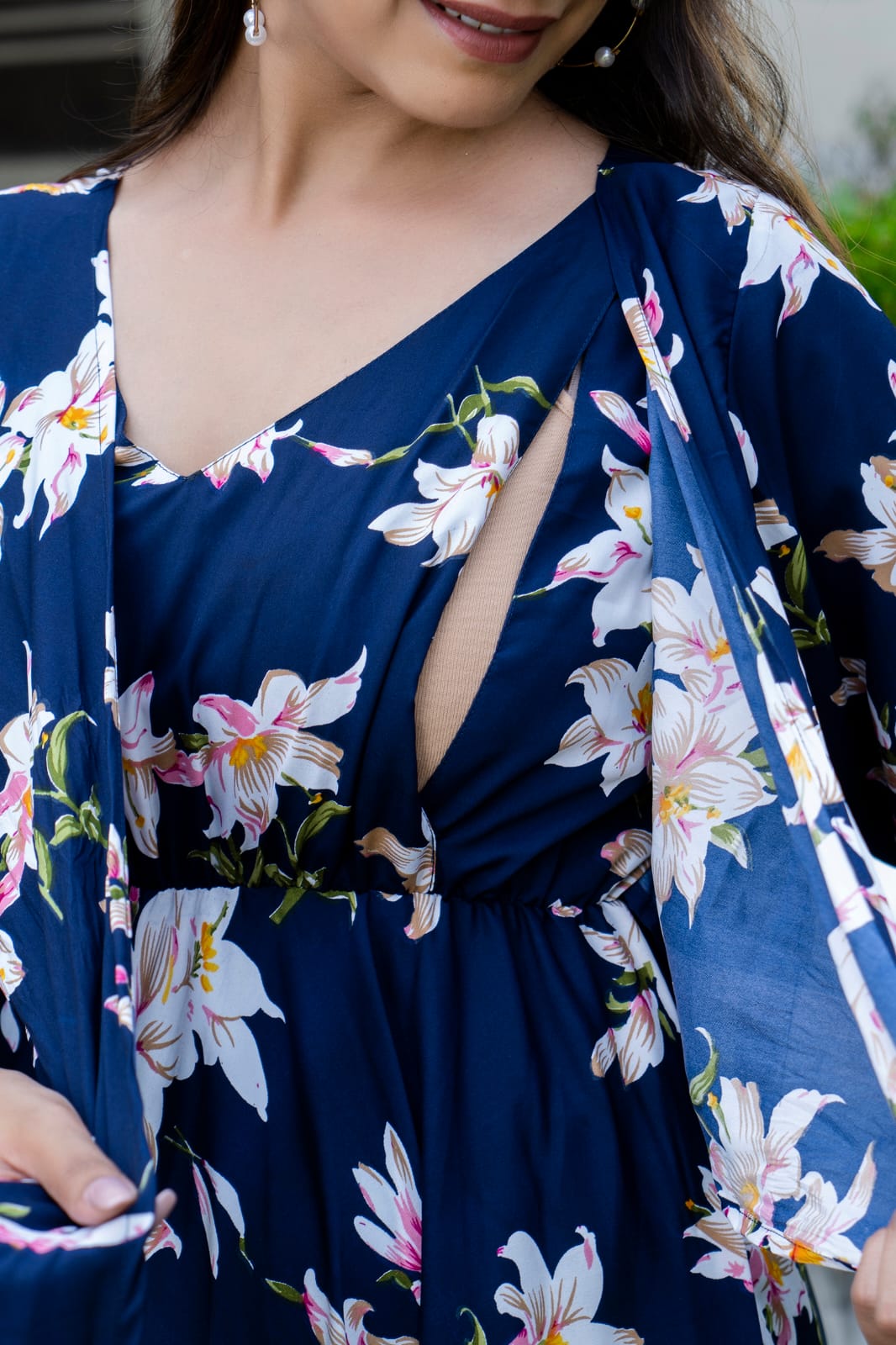 Navy Blue Lilly Maternity and Nursing Wrap Dress
