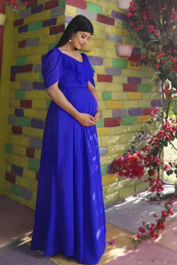 Royal Blue Sweet Heart Maternity And Nursing Dress Momswardrobe India Royal Blue Sweet Heart Maternity And Nursing Dress Momswardrobe India