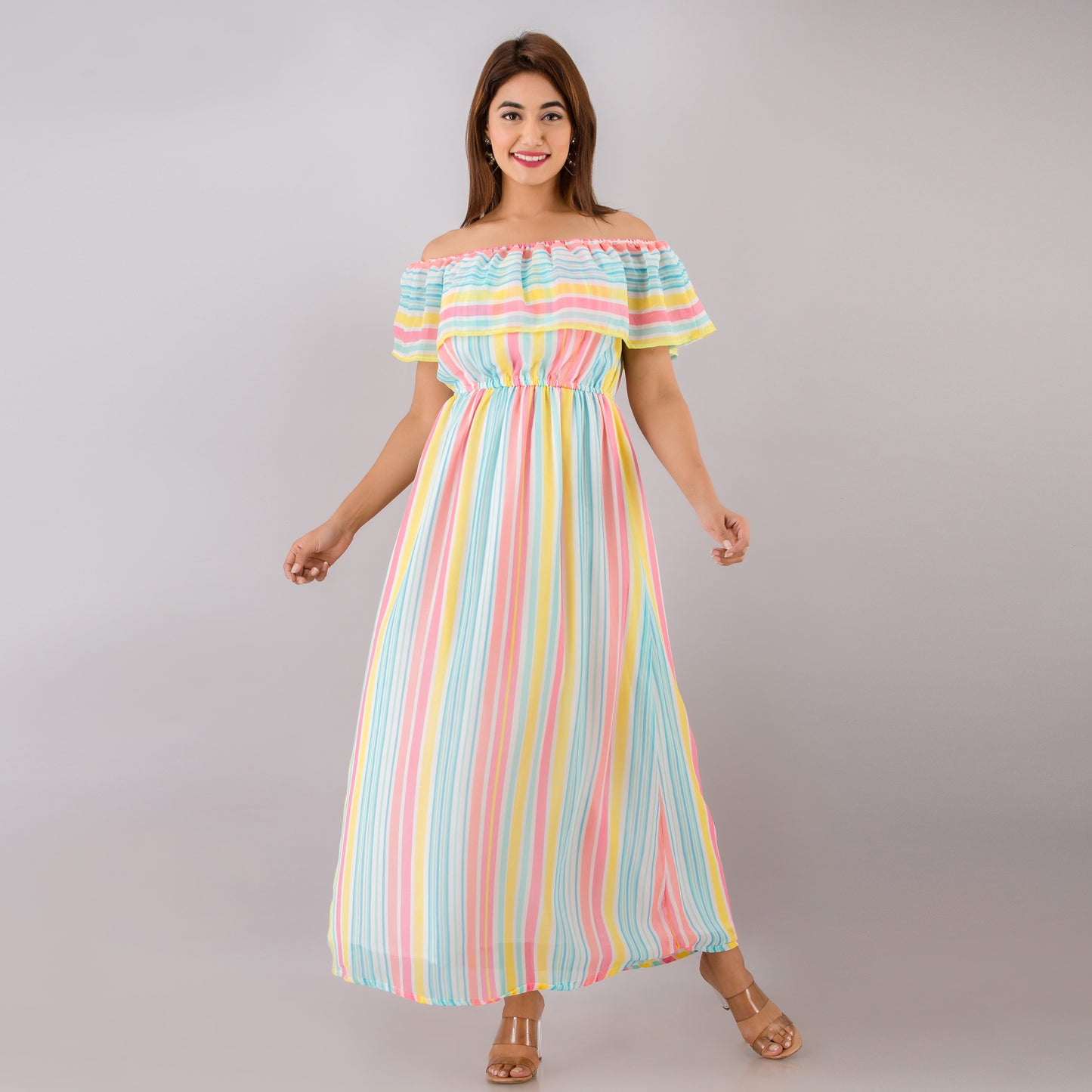 Stripes Of Shoulder Maternity And Nursing Dress