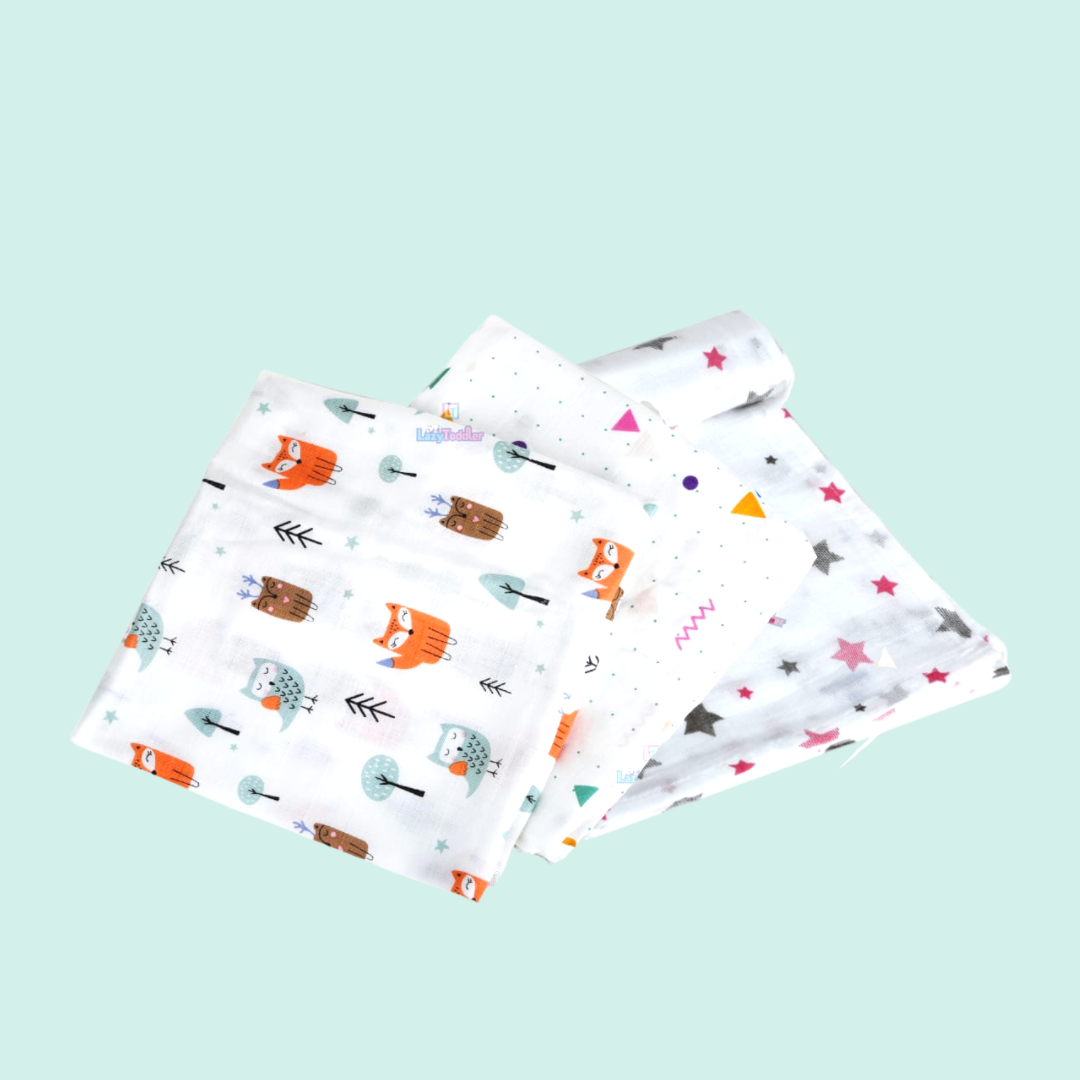 Muslin Swaddle Set Of 3 Mix Prints