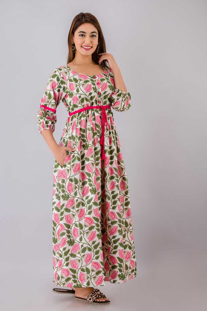 Maternity And Nursing Mughal Floral Maxi Dress