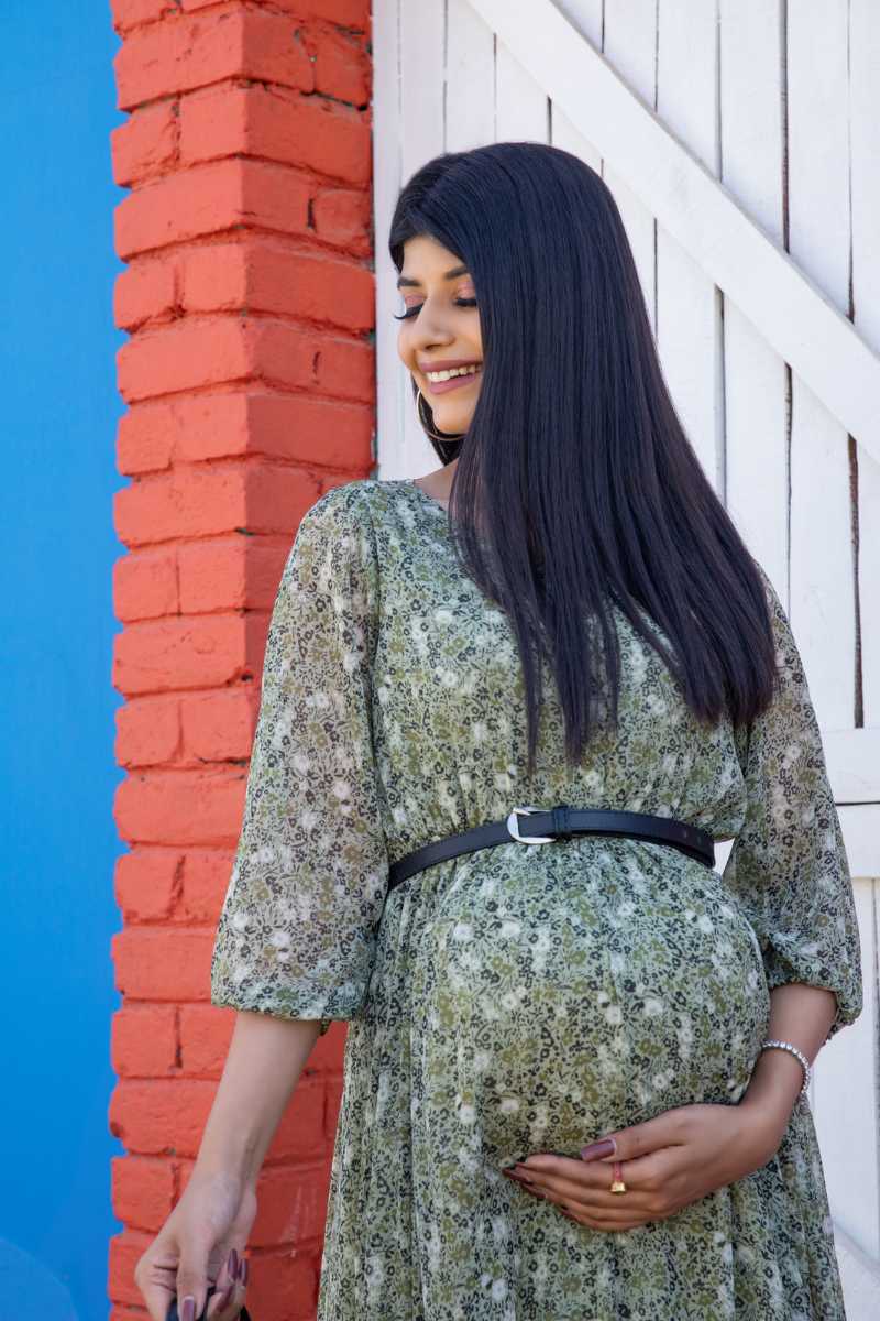Maternity And Nursing Olive Green Maxi Dress