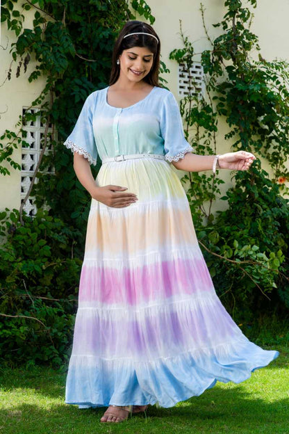 Prism Tie Dye Maternity And Nursing Dress