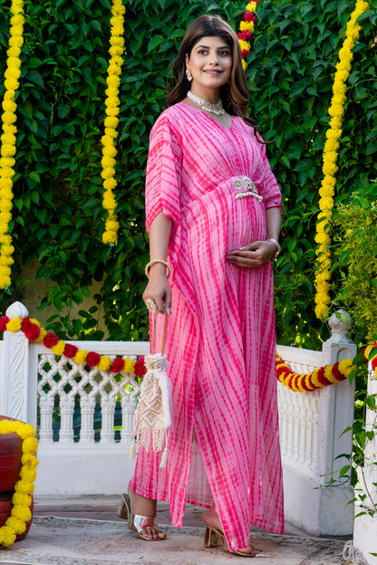 Pink Shibori Maternity Kaftan