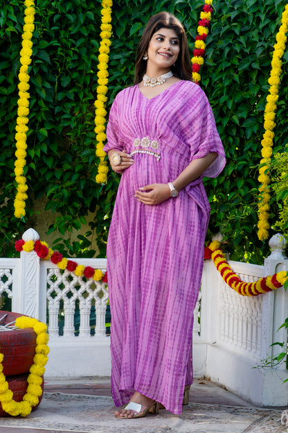 Purple Shibori Maternity Kaftan