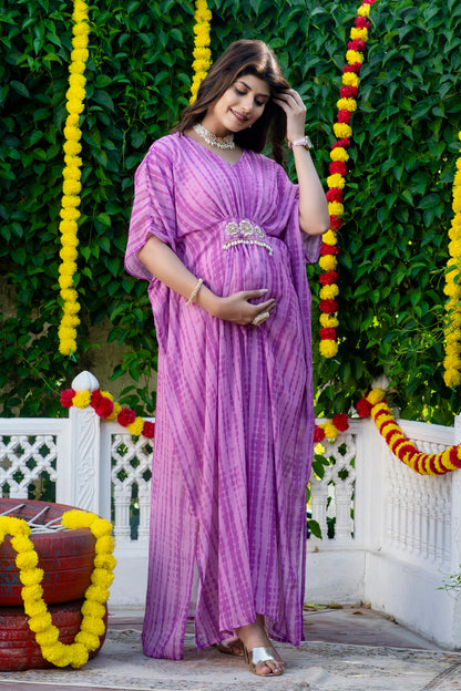Purple Shibori Maternity Kaftan