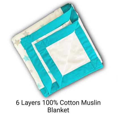 Blue Star Design 6 layers Of Incredibly Muslin Soft Quilt