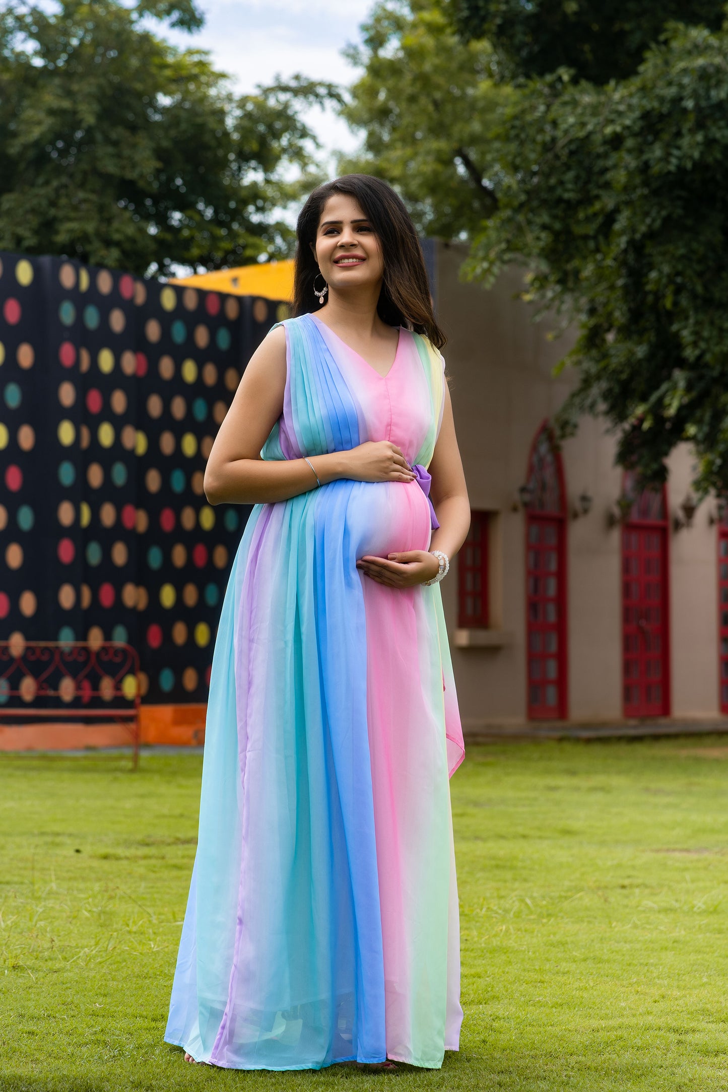 Luxe Rainbow Maternity Trail Photoshoot Dress