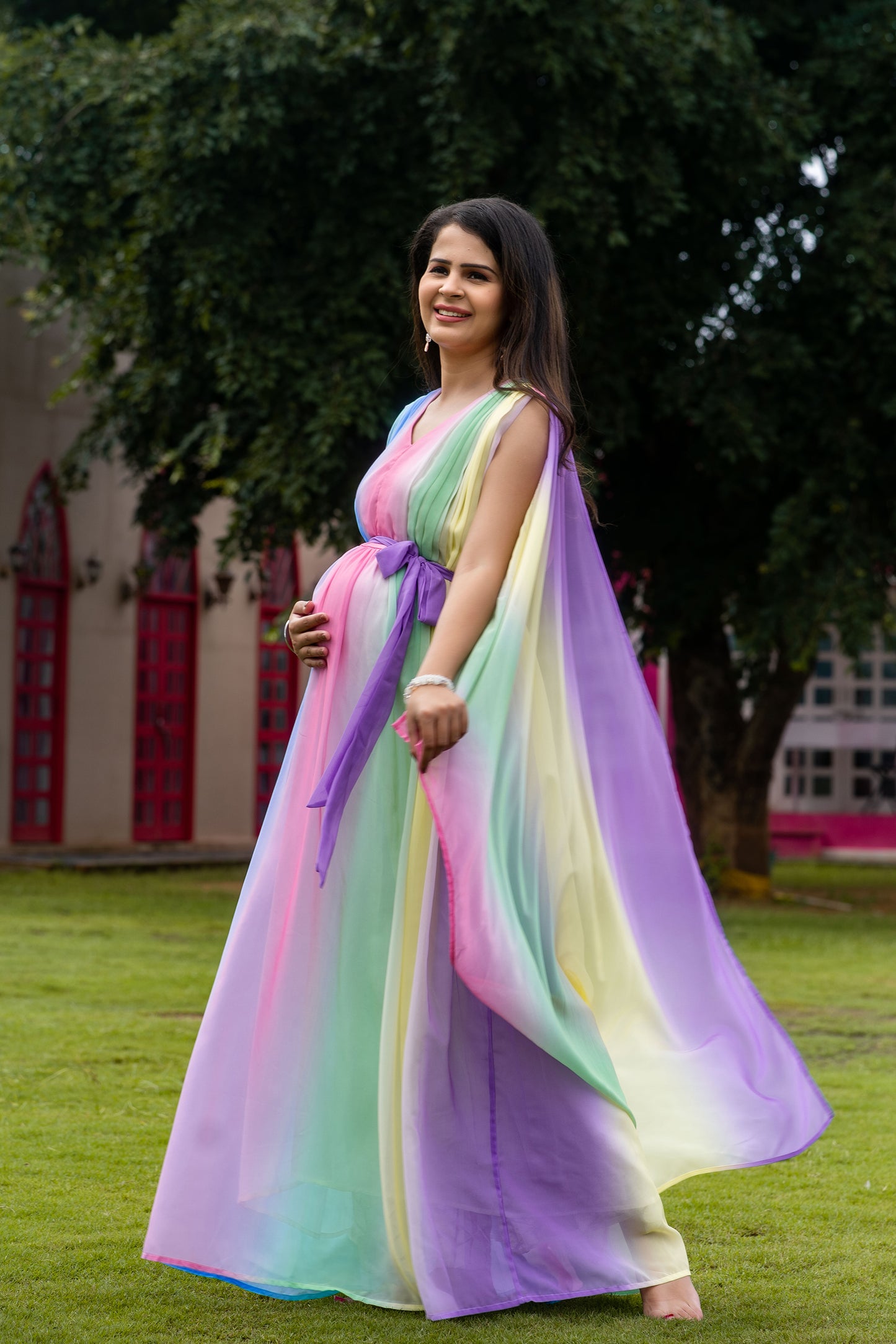 Luxe Rainbow Maternity Trail Photoshoot Dress