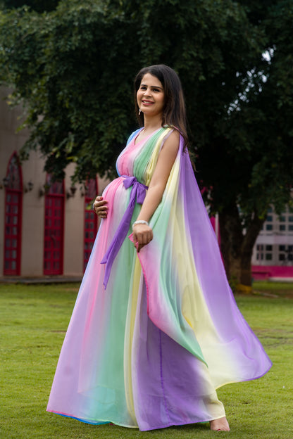 Luxe Rainbow Maternity Trail Photoshoot Dress
