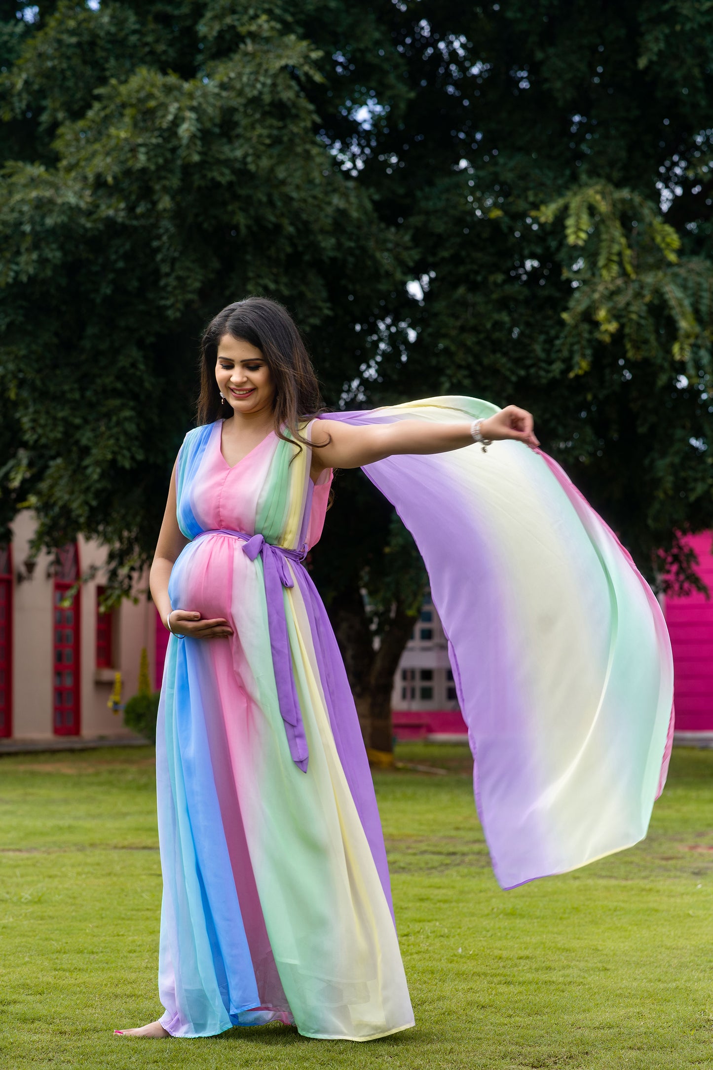 Luxe Rainbow Maternity Trail Photoshoot Dress
