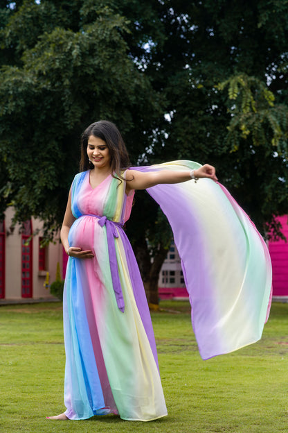 Luxe Rainbow Maternity Trail Photoshoot Dress