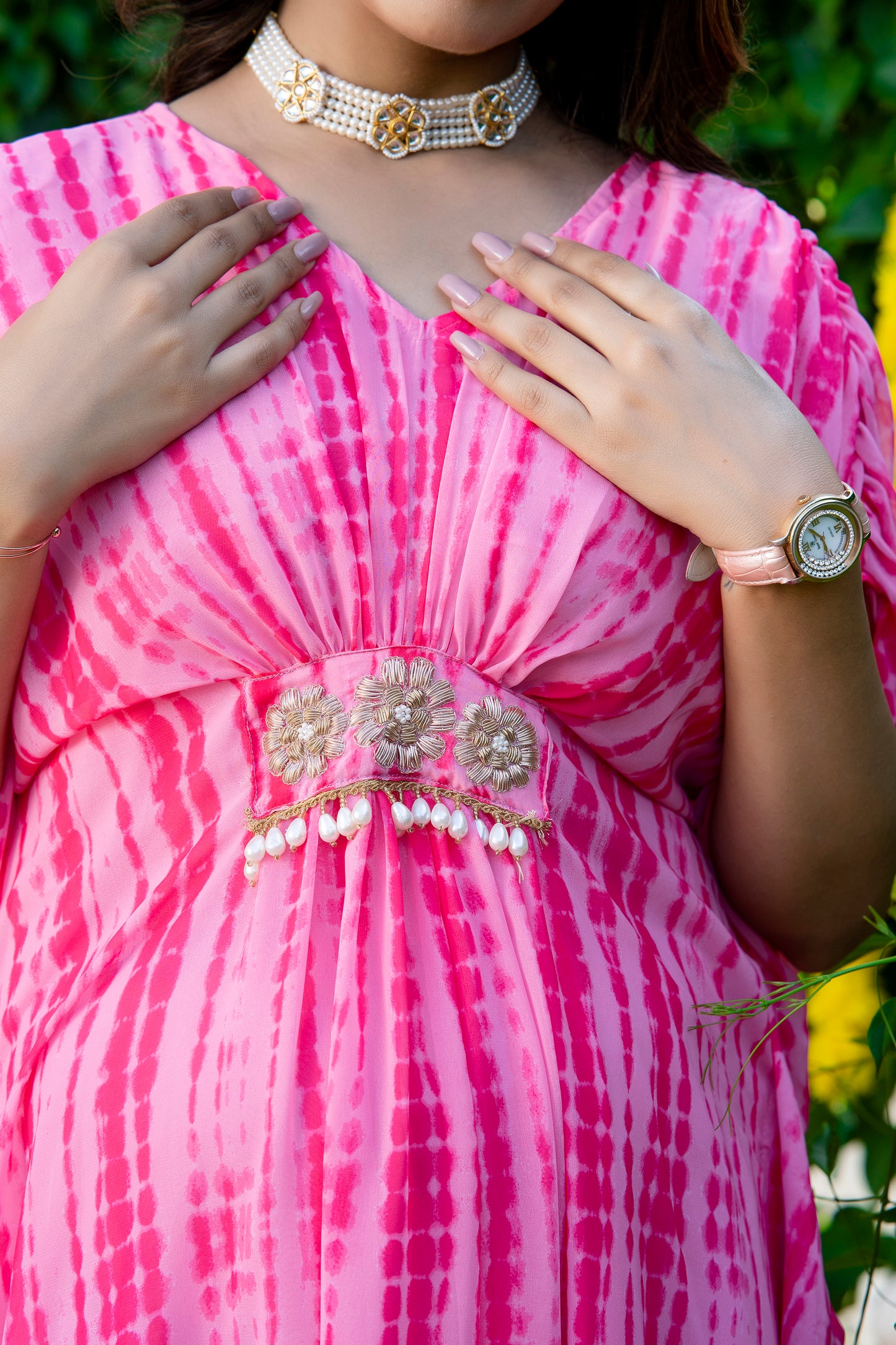 Pink Shibori Maternity Kaftan