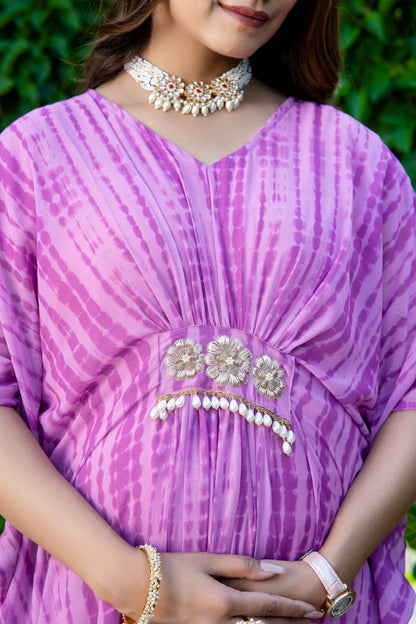 Purple Shibori Maternity Kaftan