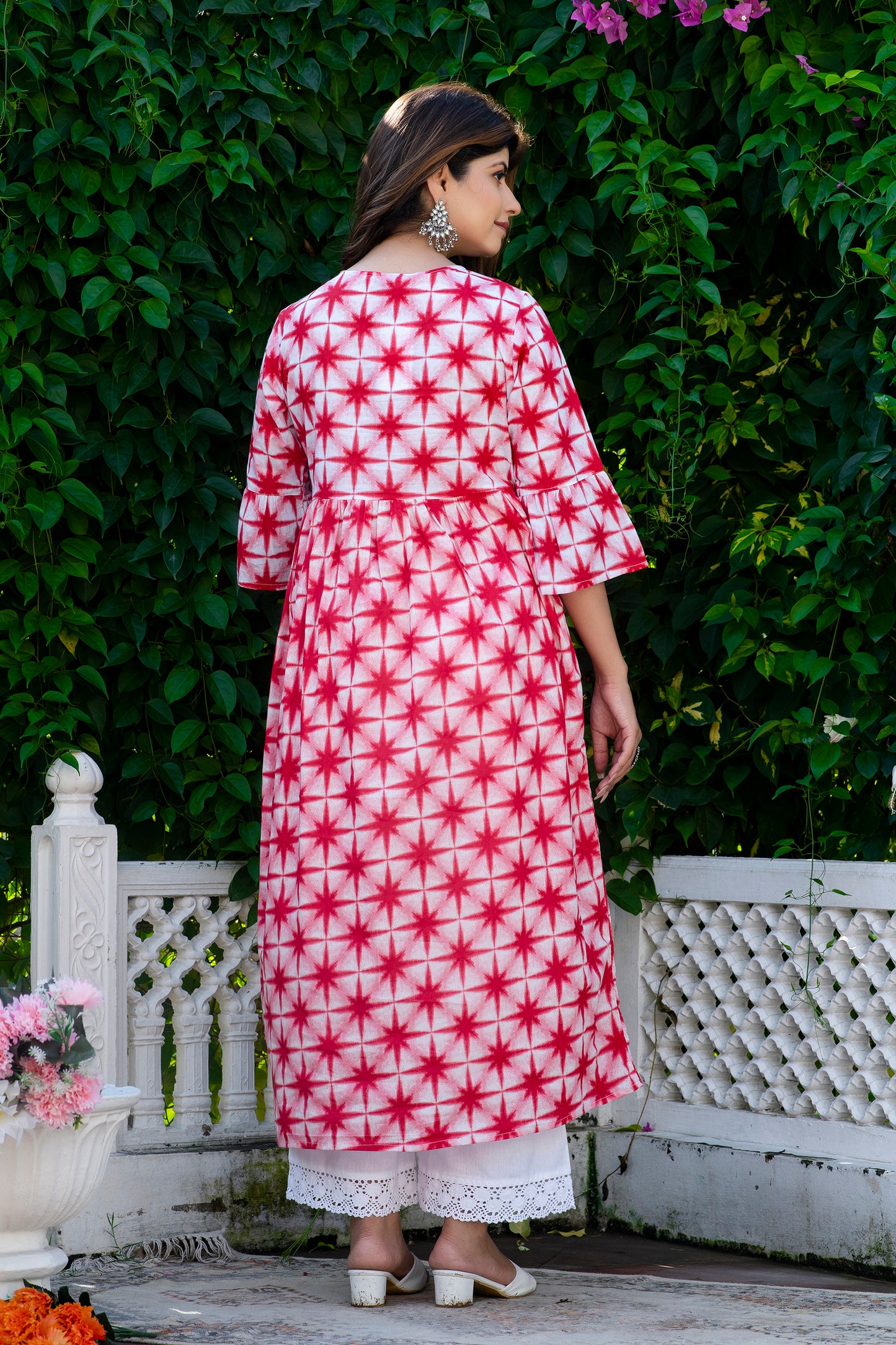 Maternity And Nursing Red Star Tie Dye Dress