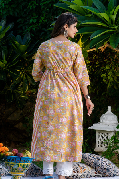 Mustard Pink Maternity And Nursing Kurta