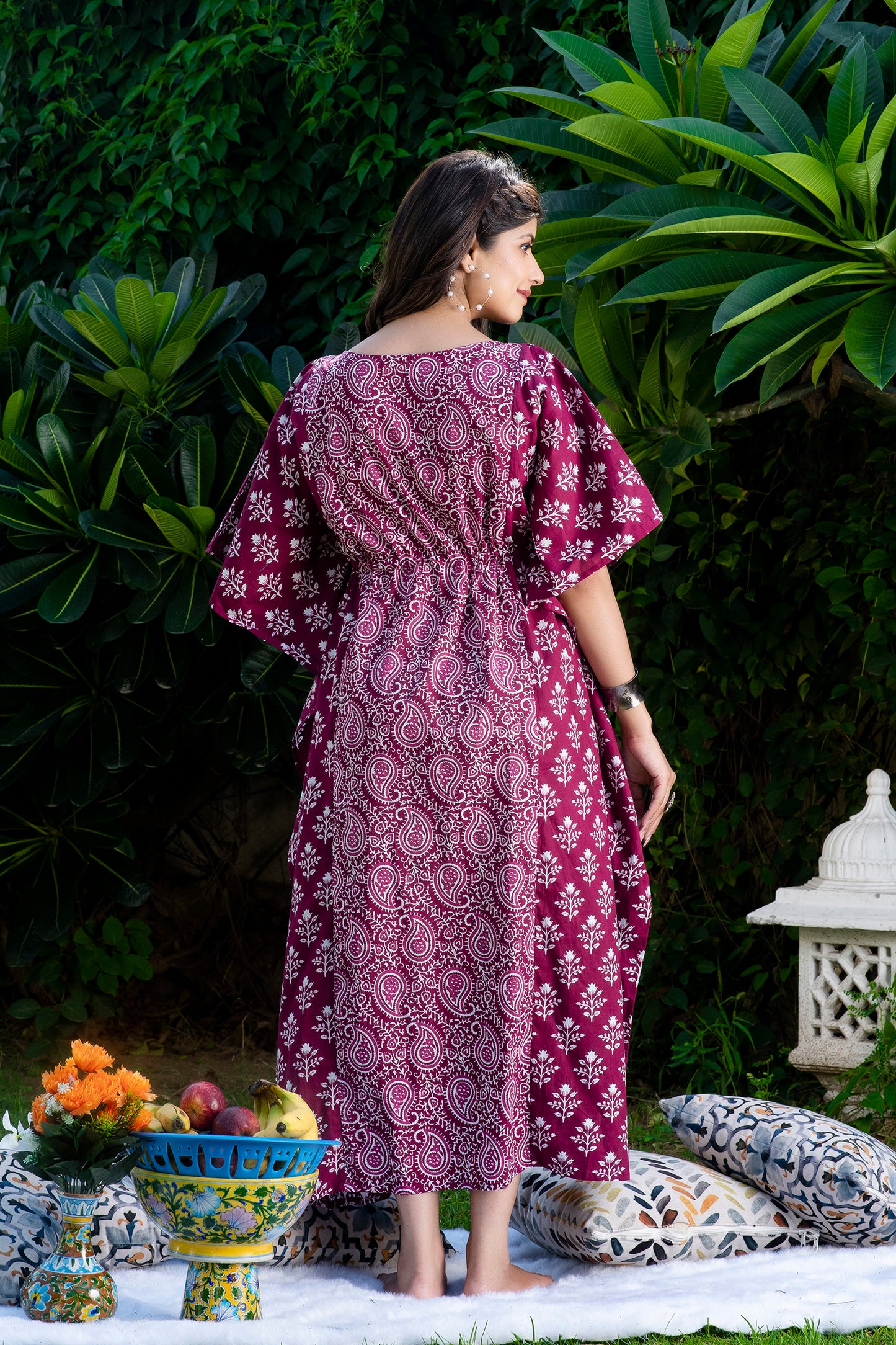 Wine Paisley Maternity And Nursing Kaftan