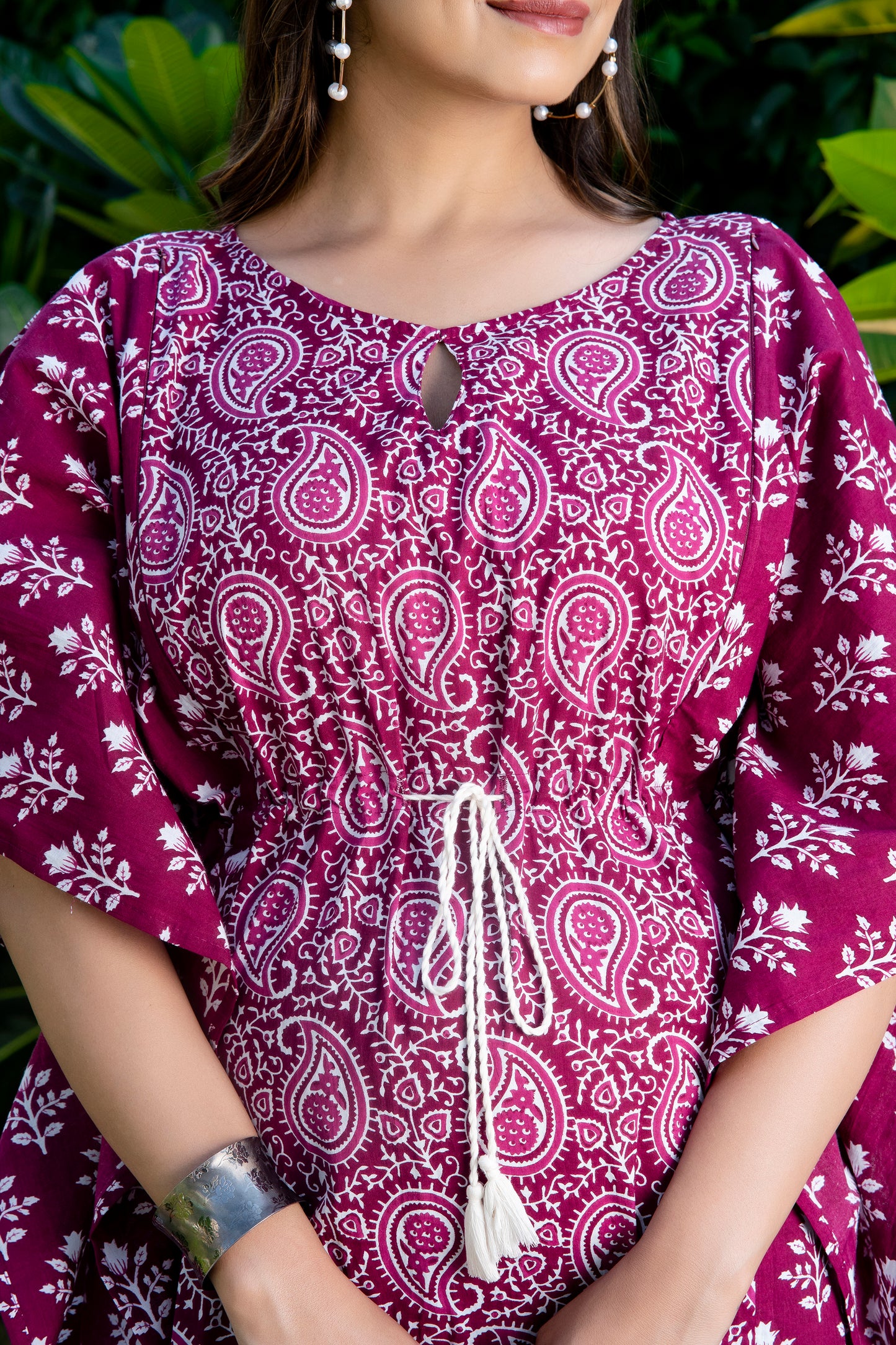Wine Paisley Maternity And Nursing Kaftan