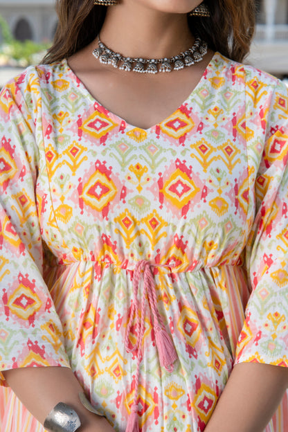 Peach Yellow Maternity And Nursing Kurta