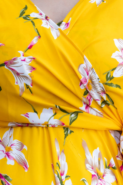 Yellow Lilly Maternity And Nursing Wrap Dress