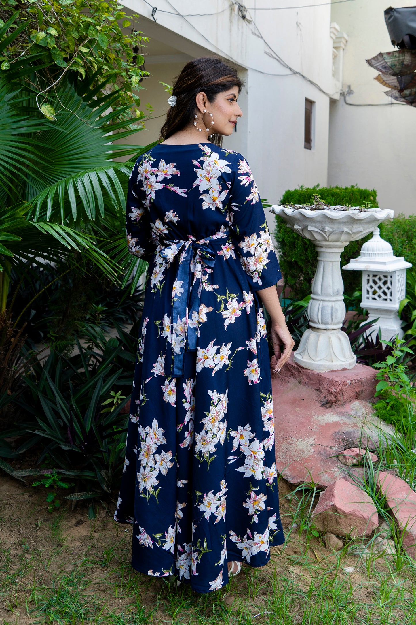 Navy Blue Lilly Maternity and Nursing Wrap Dress