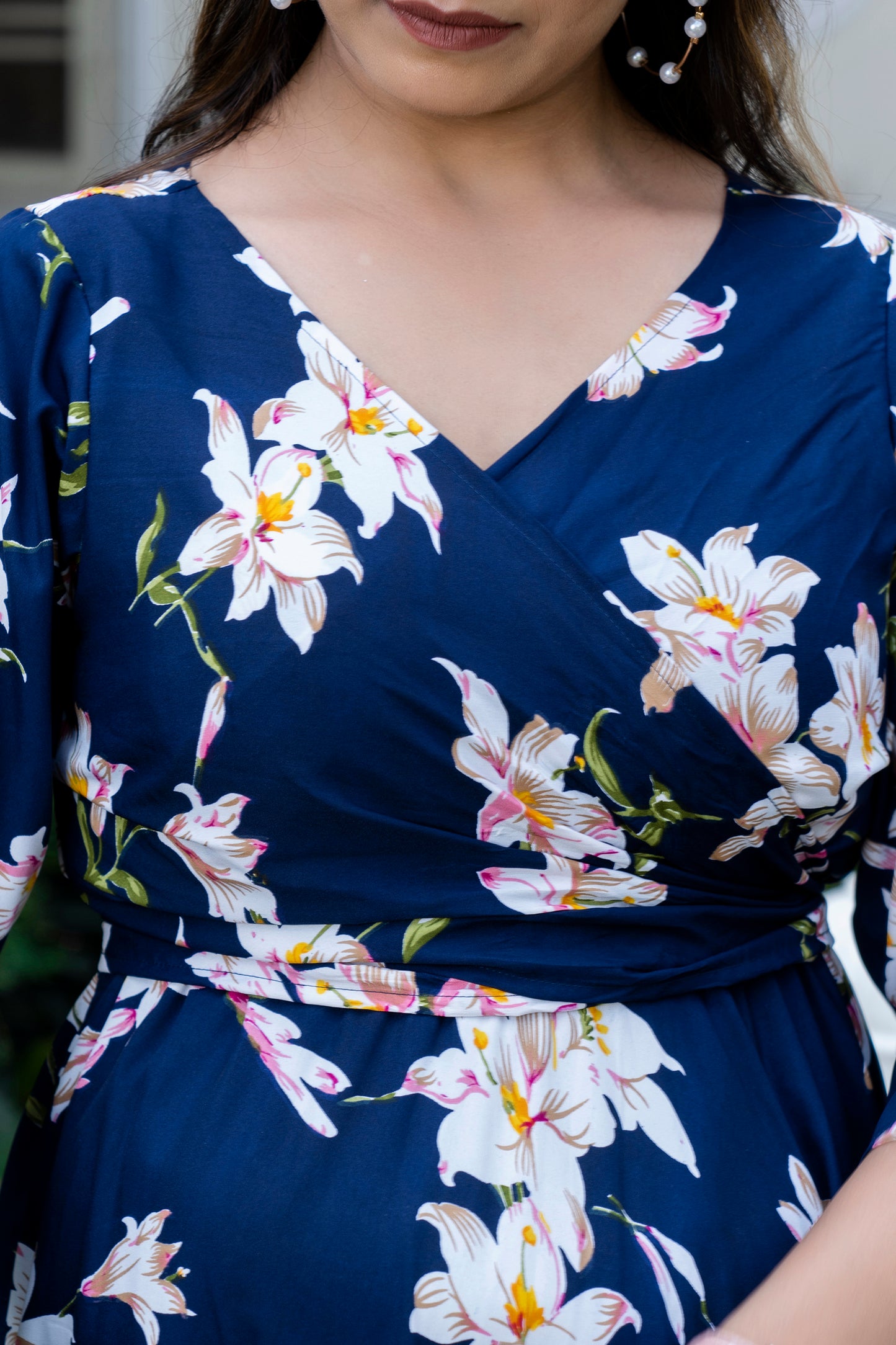 Navy Blue Lilly Maternity and Nursing Wrap Dress