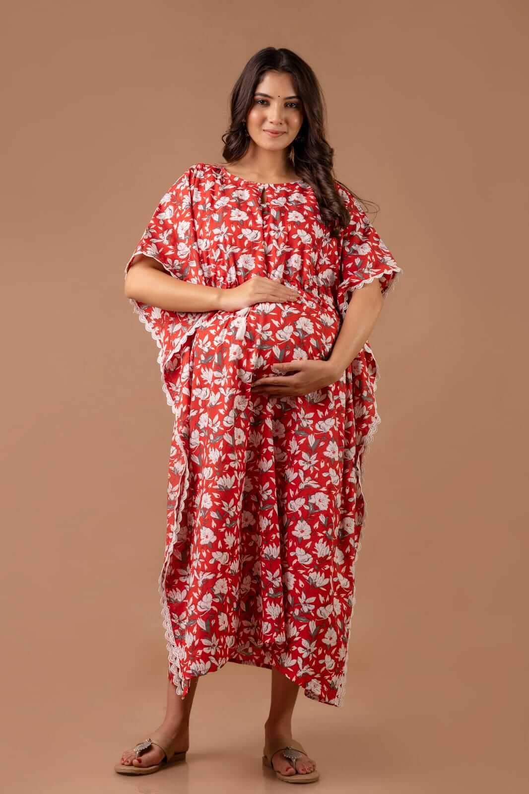 Petunia Red MATERNITY AND NURSING Kaftan