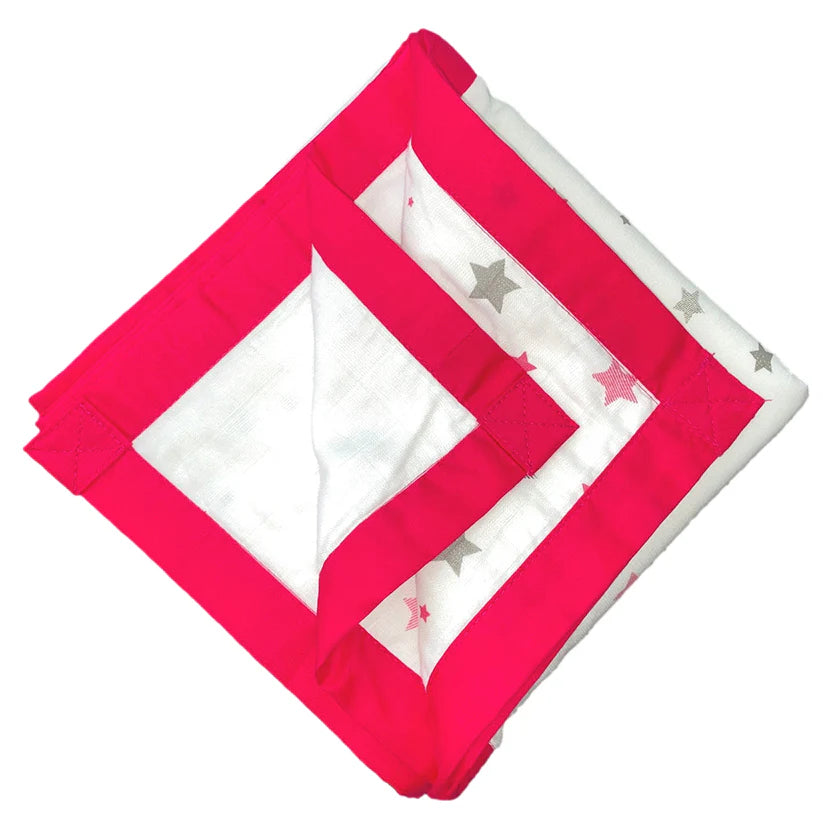 Pink Star Design Muslin Quilt - 6 layers Of Incredibly Muslin Softness Great For Toddler And Young Child