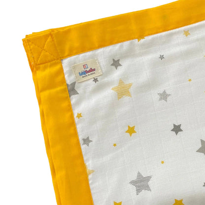 Yellow Star Design Muslin Quilt - 6 layers Of Incredibly Muslin Softness Great For Toddler And Young Child