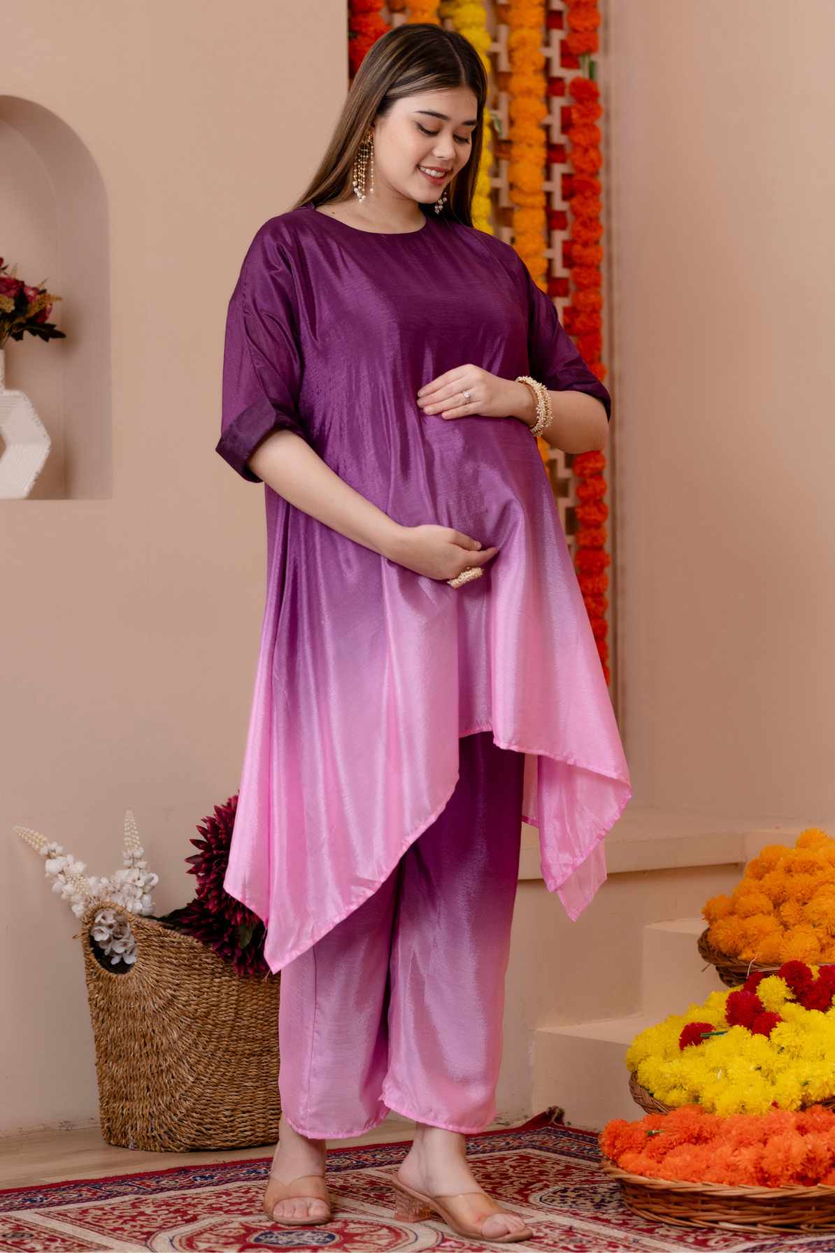 Purple Chinnon Festive Wear Coord Set