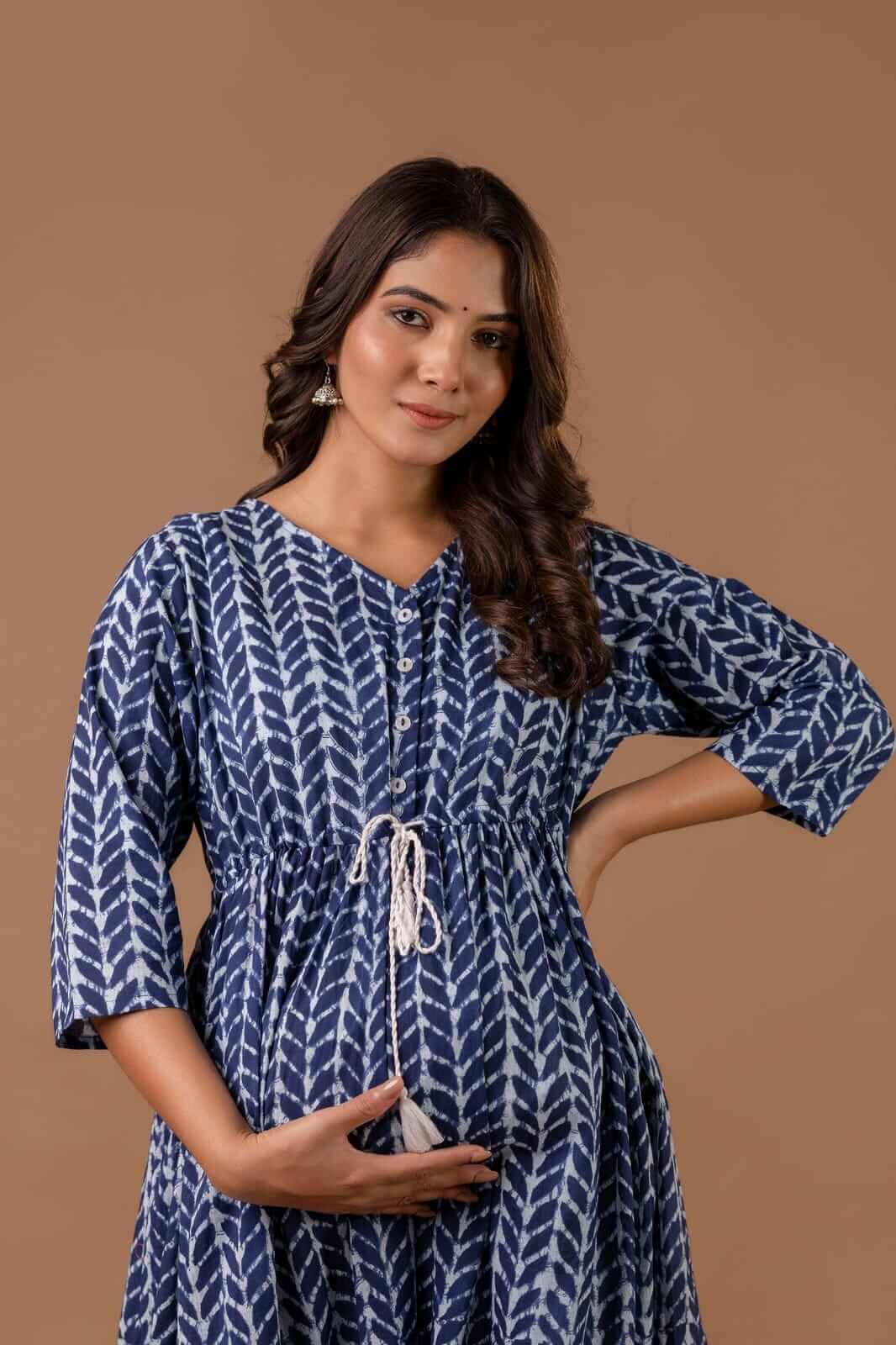 Indigo Maxi Maternity Nursing Dress