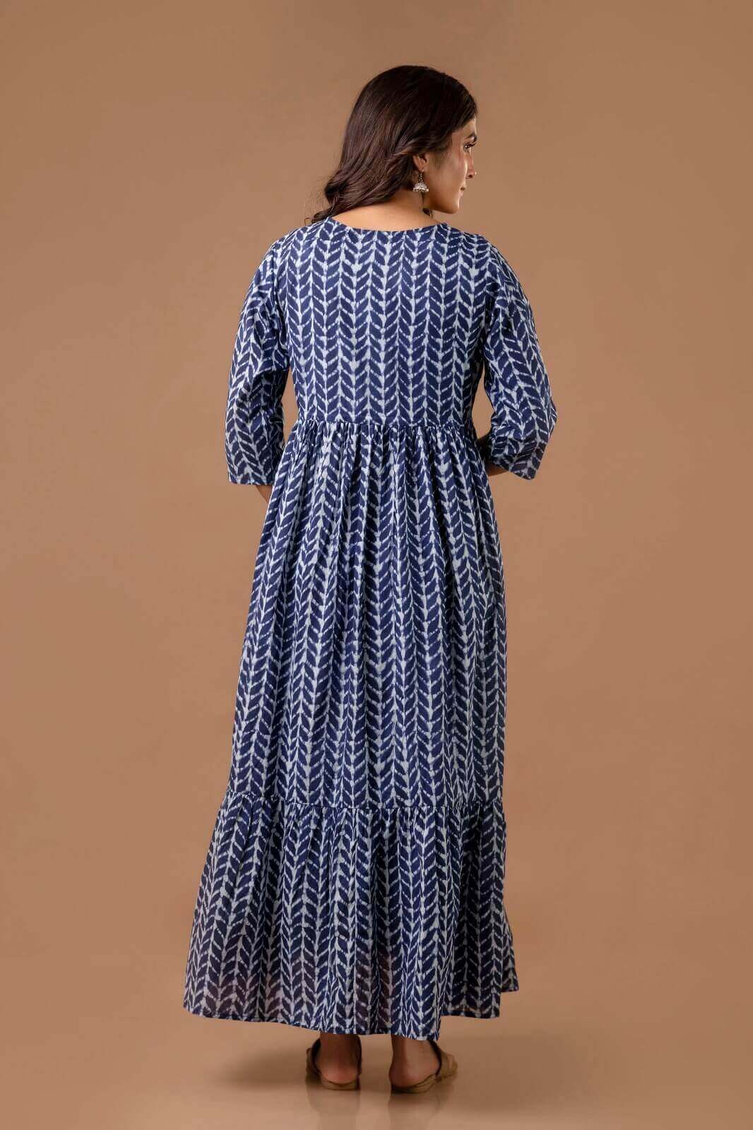 Indigo Maxi Maternity Nursing Dress