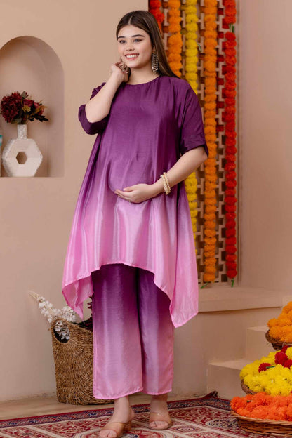 Purple Chinnon Festive Wear Coord Set