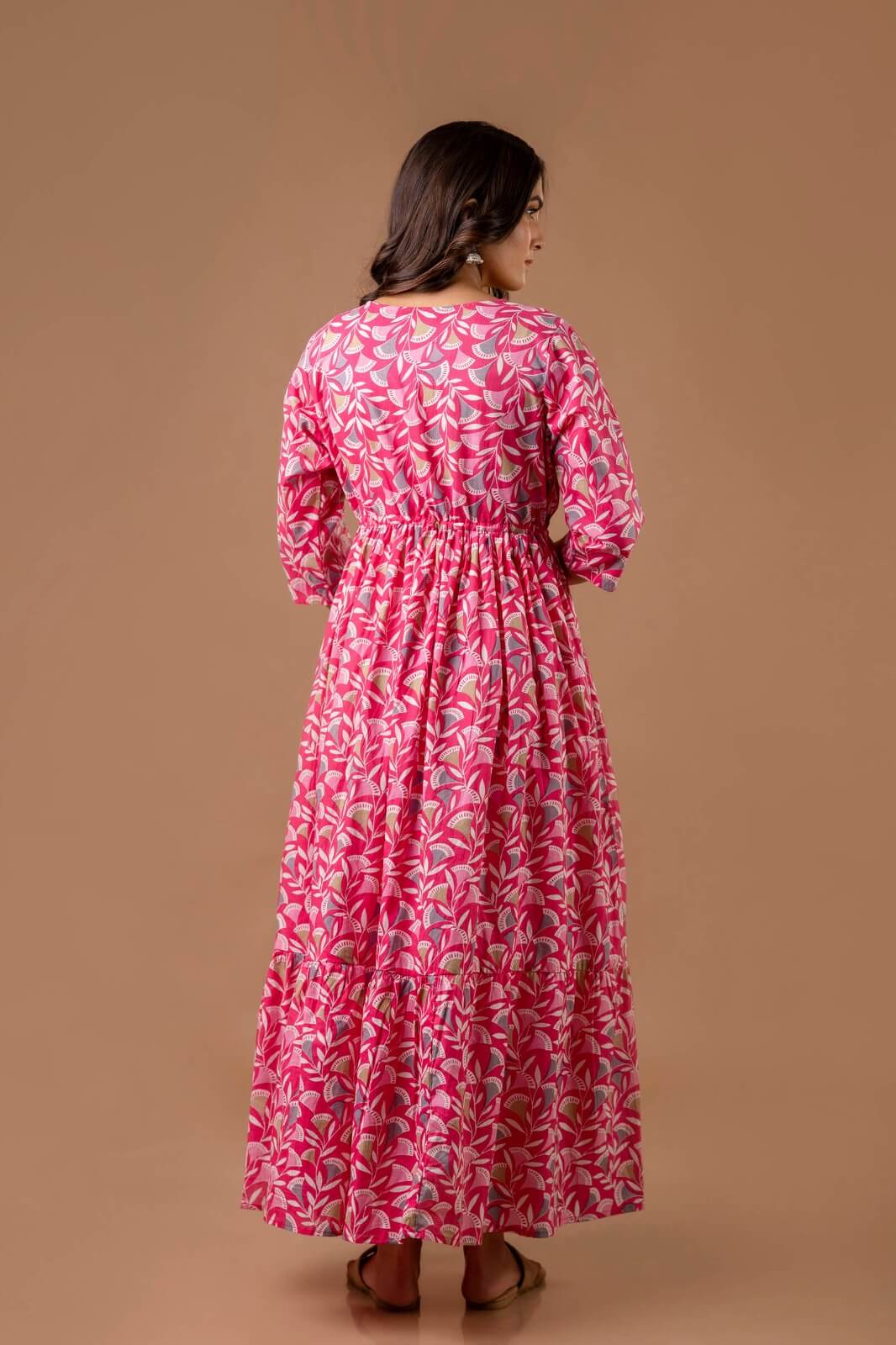 Pink Ginko Maxi Maternity Nursing Dress