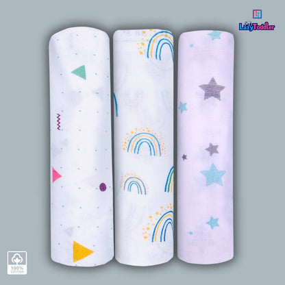 Muslin Swaddle Set Of 3 Mix Prints